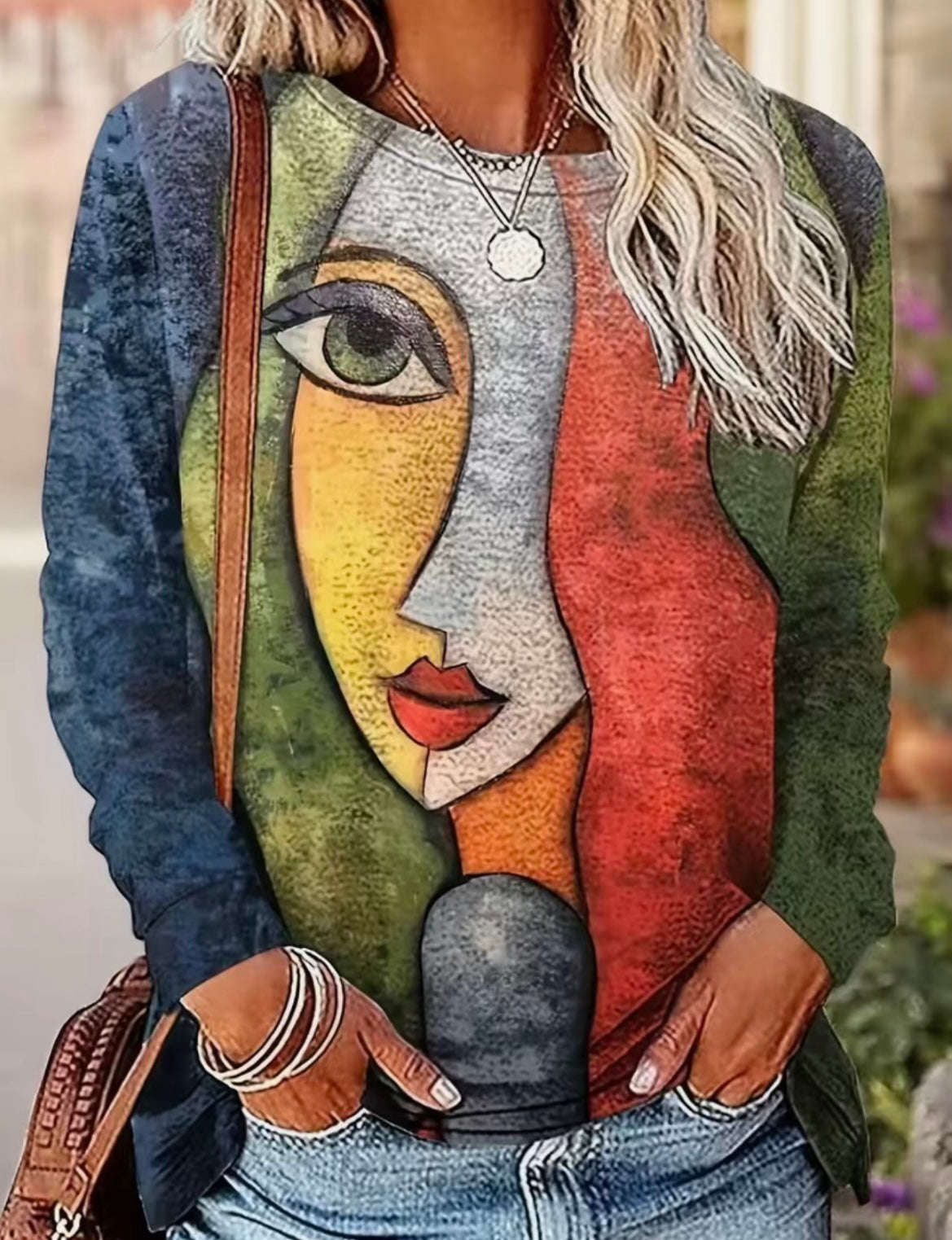 Long Sleeve Abstract Shirt With Face