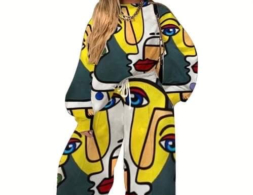 2 Piece Abstract Pants Set