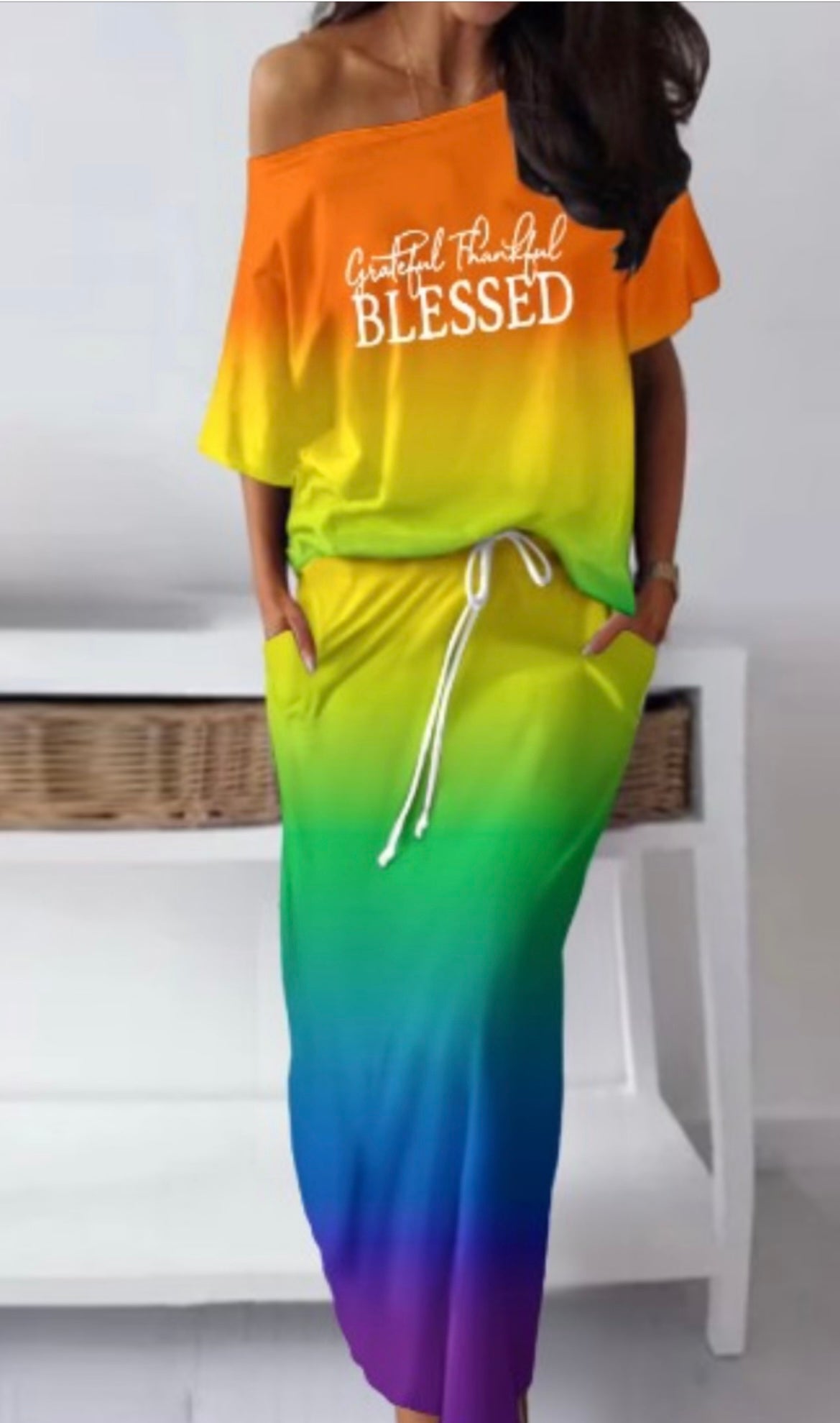 Multi Color 2 Piece Skirt Set