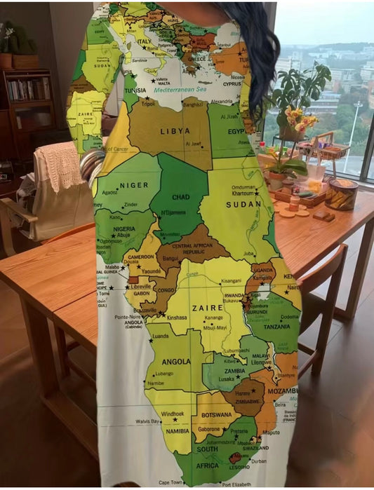 Long Sleeve Map Dress
